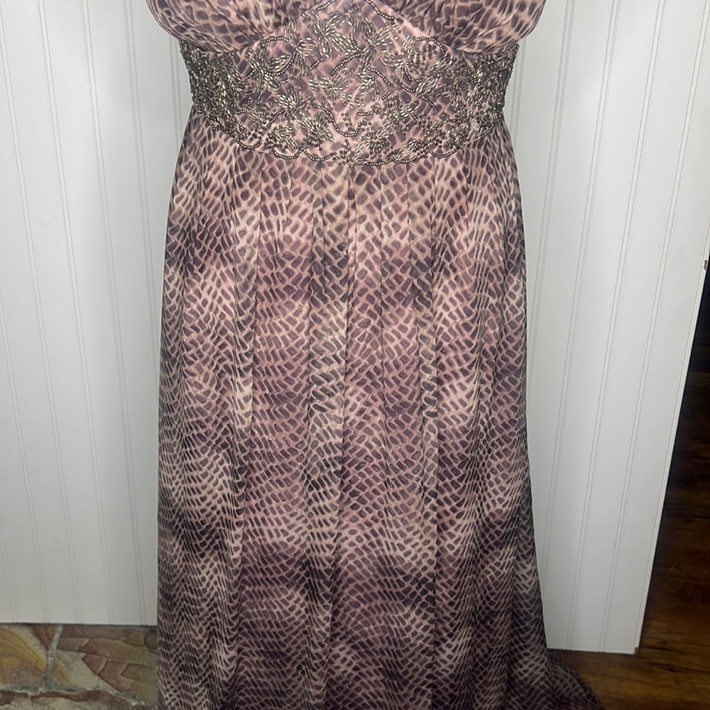 Donna Ricco Silk Beaded Maxi Halter Dress Size 6 - Picture 3 of 16